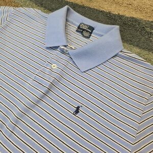Vintage Polo Ralph Lauren Women Or Kids L Blue And White Striped Shirt